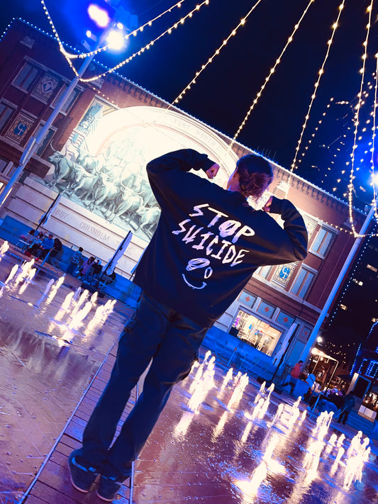 STOP SUICIDE BLACK SWEATER