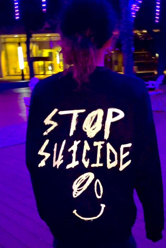 STOP SUICIDE BLACK SWEATER